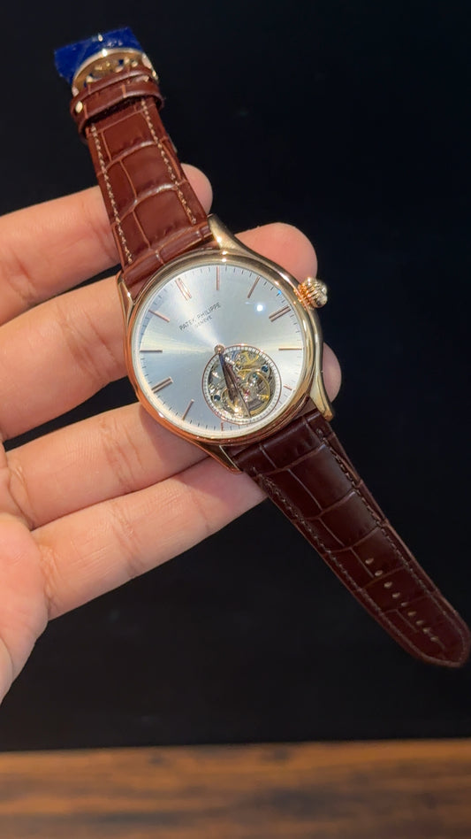 Pp Auto | Pendulum | Rose | Brown Strap | Rose Silver Dial