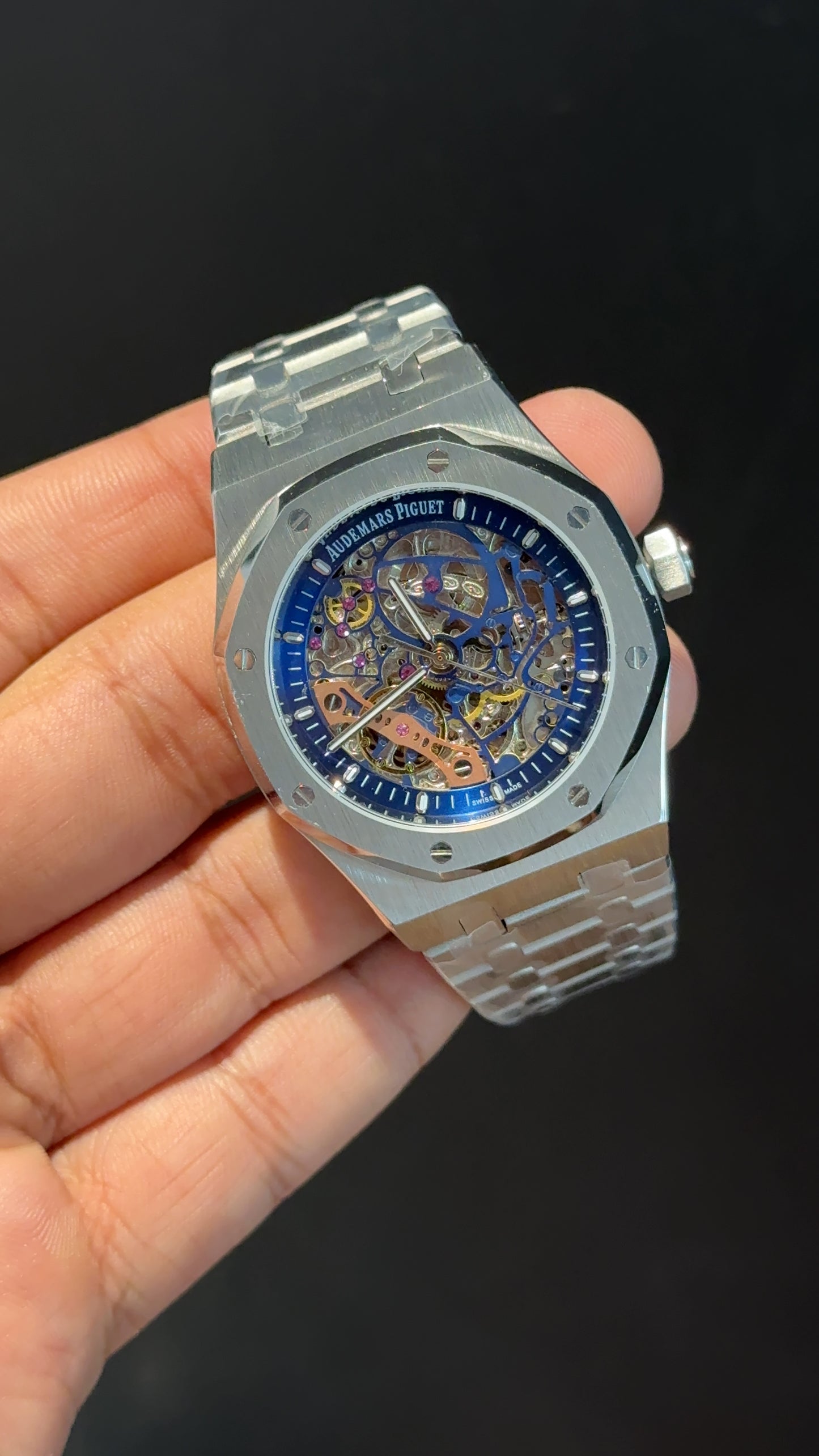 AP Skeleton | Silver Chain | Blue Dial
