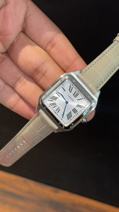 Cartier Dumont Lacquer | Silver Case | Cream Leather Strap | White Dial - twentyfour