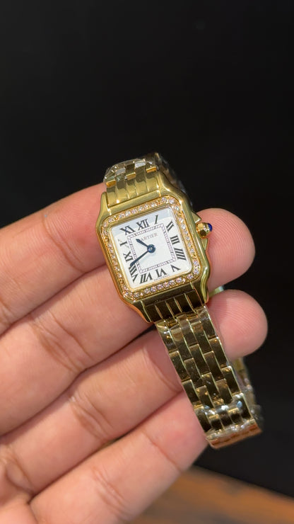 Cartier Panthere | 22mm | Woman  | Diamond Case | Gold Chain | White Dial
