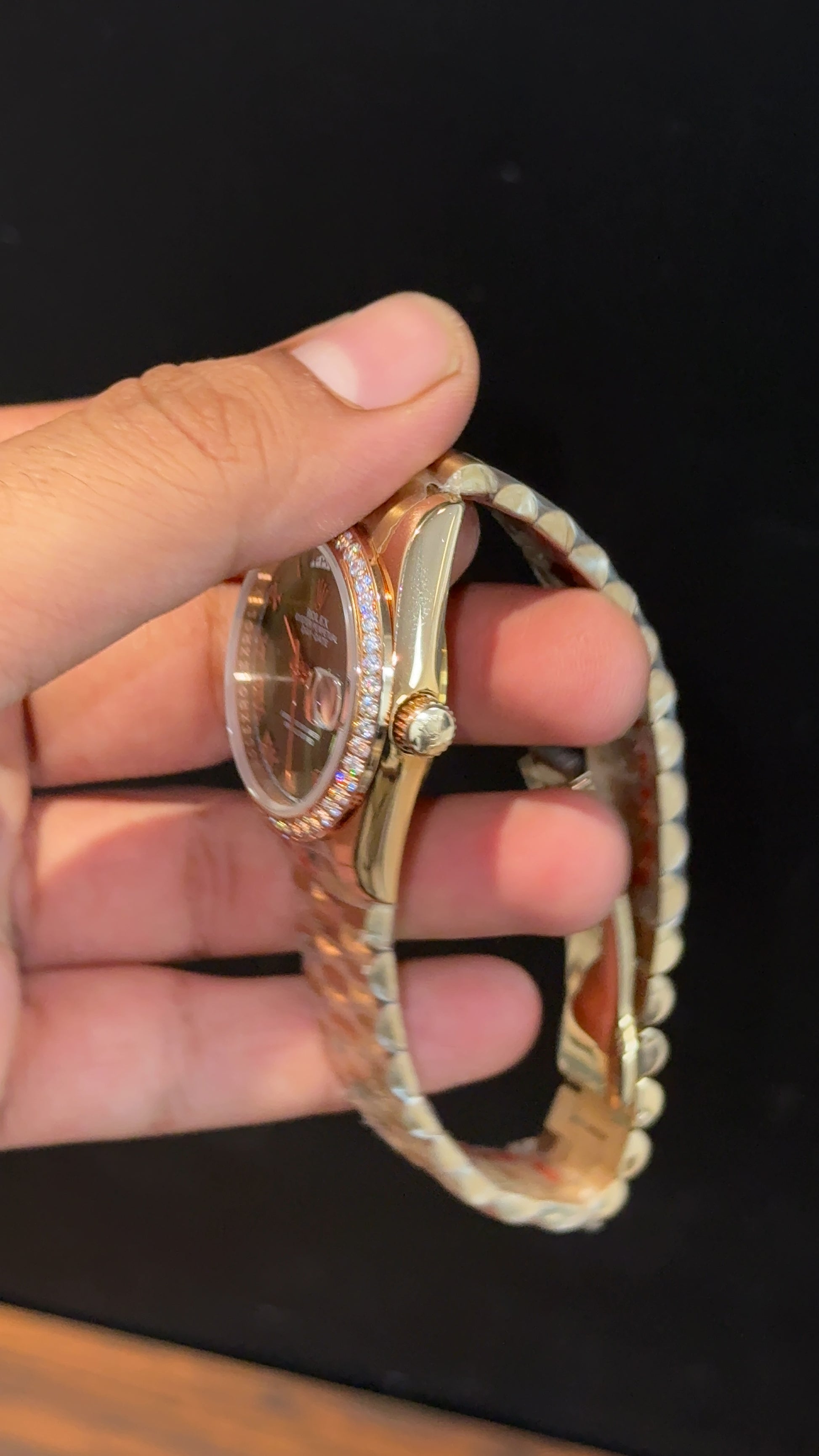 Daydate | 36mm | Diamond Case | Rose Chain | Olive Green Dial - twentyfour