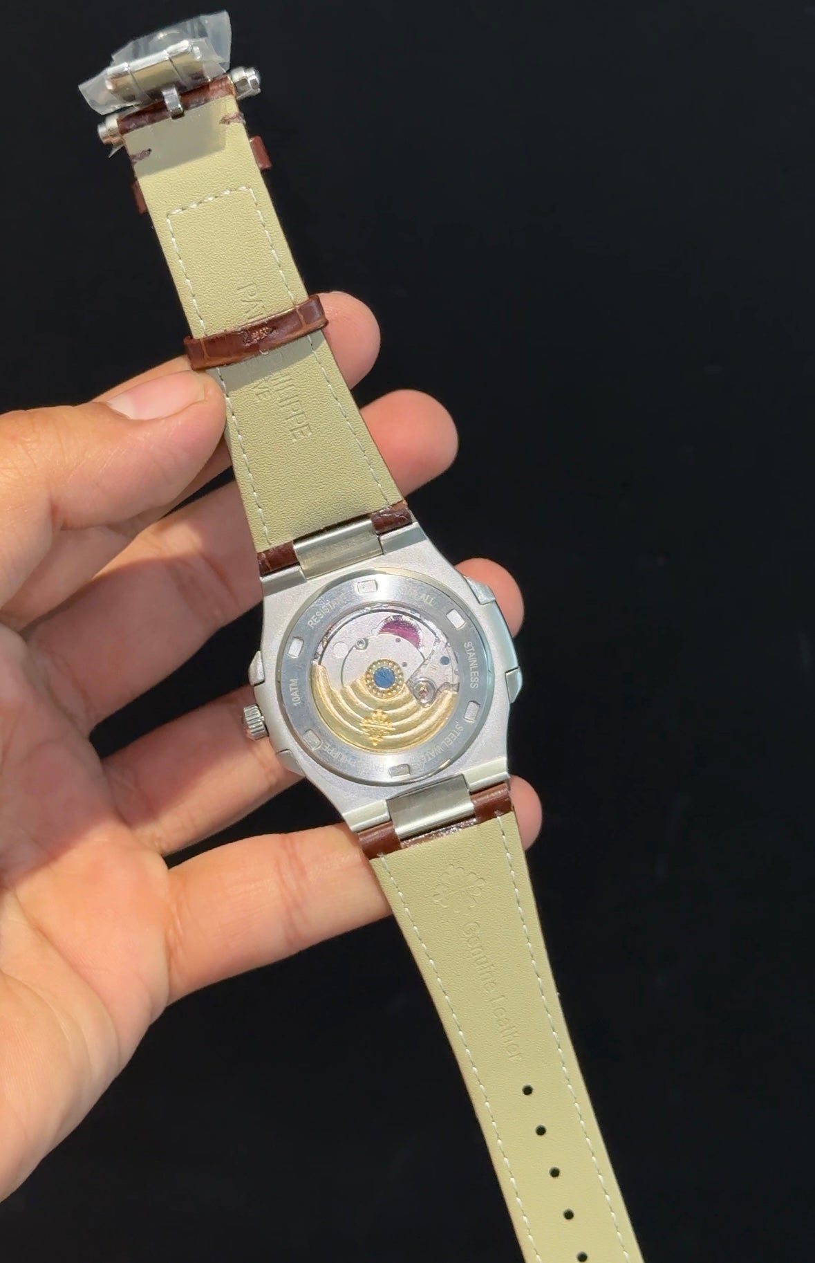 Pp Auto | Brown Leather Strap | Silver Case | White Dial