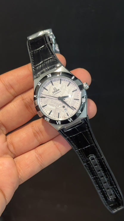 Omega Constellation | Silver Case | Black Strap | White Textured Dial - twentyfour