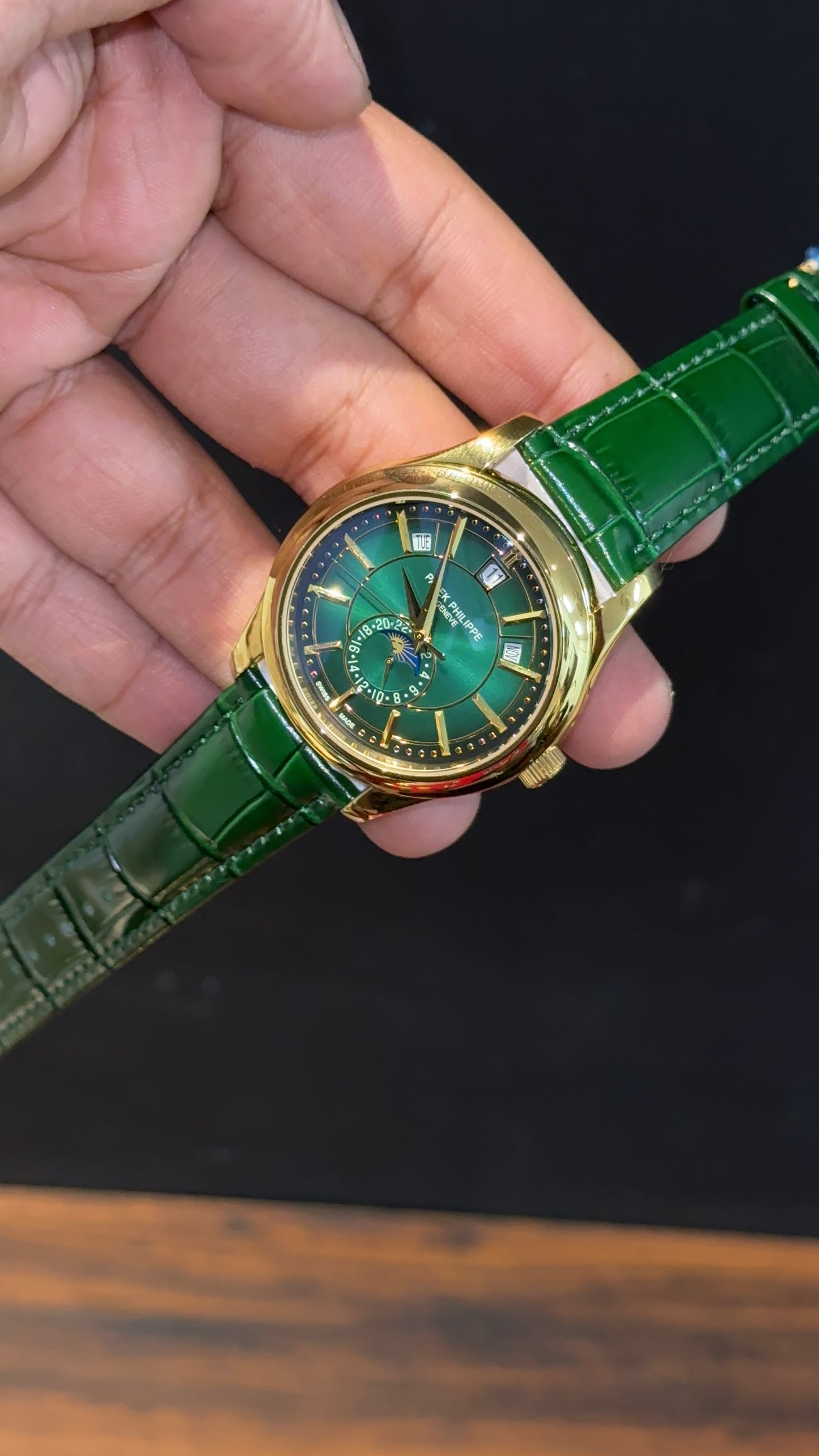 Pp Auto | Annual Calendar Edition | Gold | Green Strap | Green Dial - twentyfour