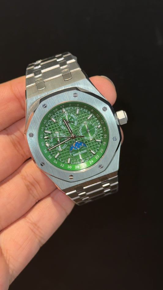 AP Auto | Silver Chain | Chrono | Calendar Edition | Green Dial