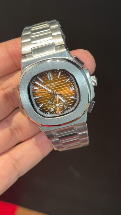 PP Auto | Single Time Edition | Silver Chain | Shaddy Golden Dial