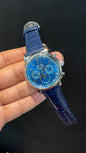 Patek Century | Auto | Silver Case | Blue Numeric Dial | Blue Leather Strap - twentyfour