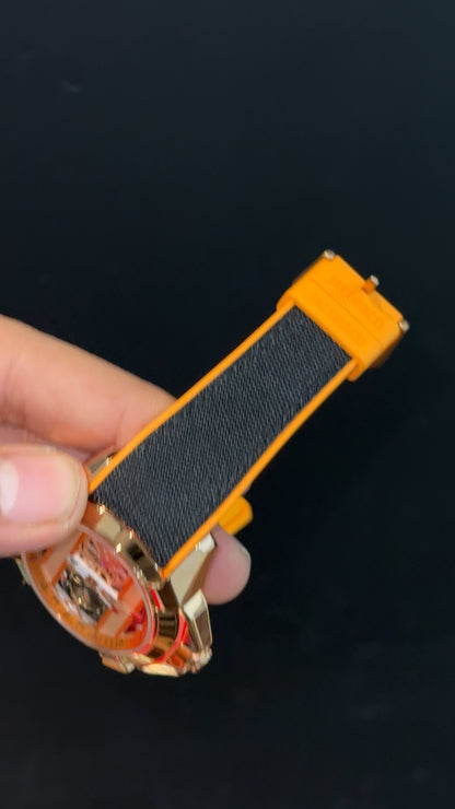 Jacob And Co | Rose Case | CR7 Edition | Orange Black Strap |Pendulum | Orange Machine Dial