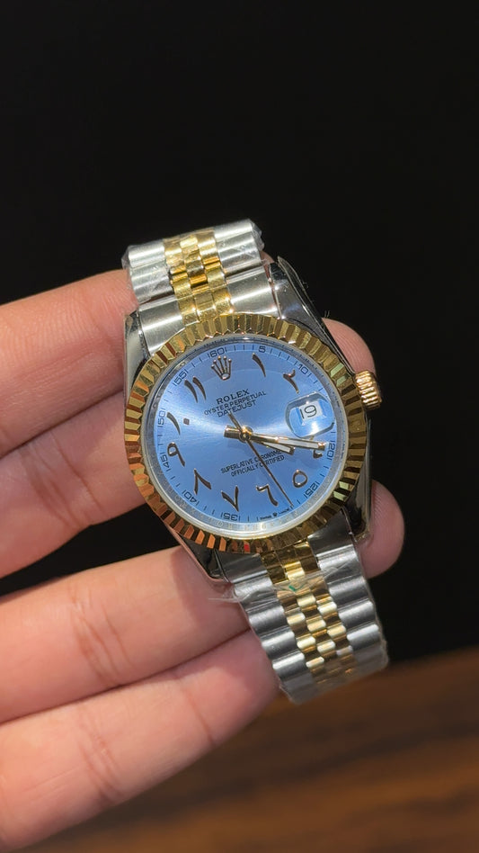 Datejust | 36mm | Gold Two Tone | Sky Blue Arabic Dial