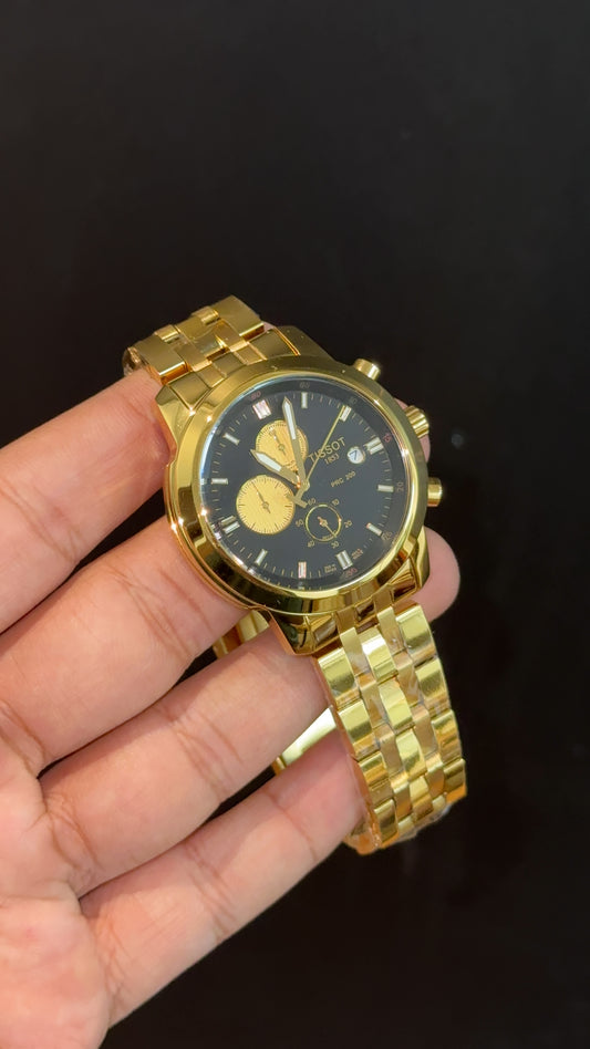 Tissot | Gold Chain  | Gold Chrono | Black Dial