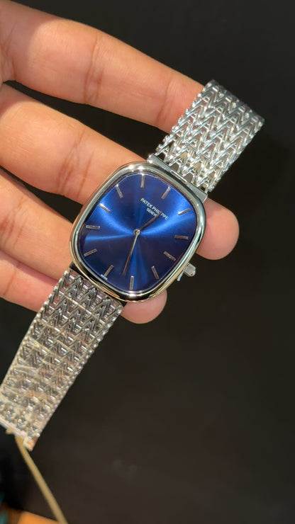 Pp Ellipse | Silver Mesh Chain | Blue Ebony Dial