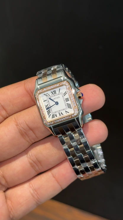 Cartier Panthere | 26mm | Woman  | Diamond Case | Rose Two Tone | White Dial