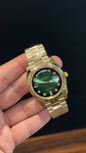 Premium DayDate | Gold Chain | Diamond Digit | Gradient Green Dial