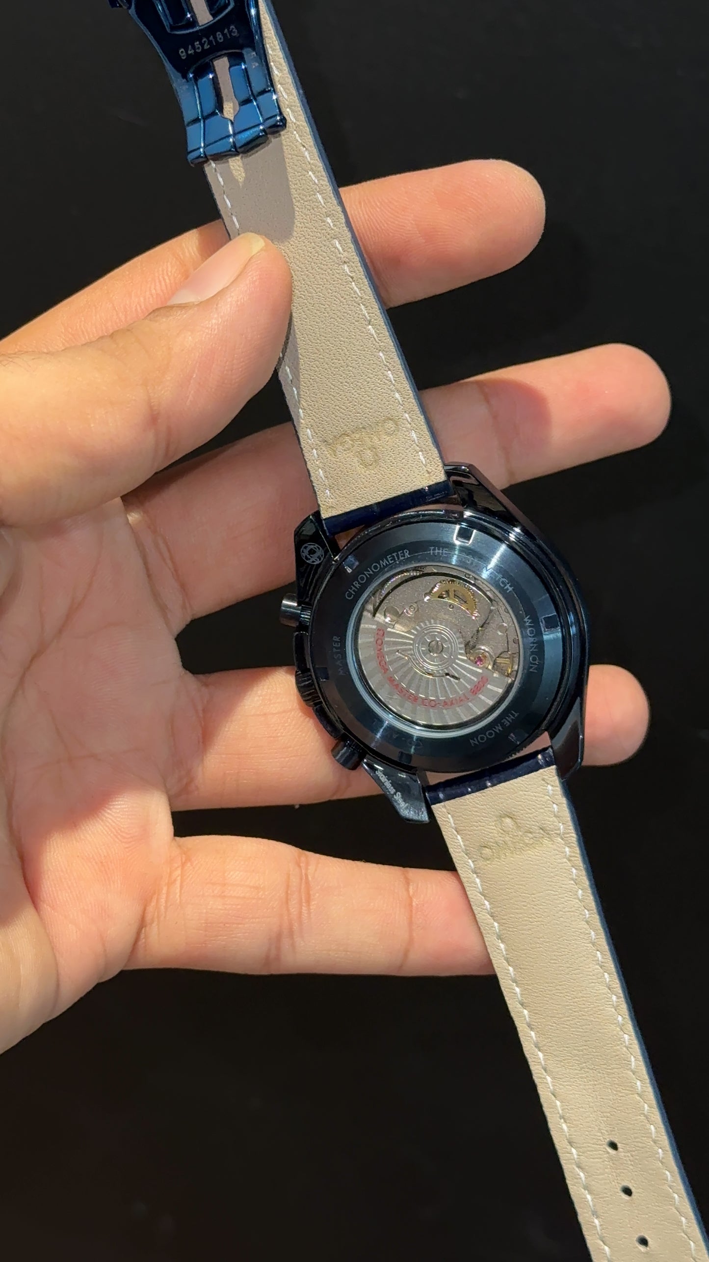 Omega Speedmaster | Rose Black Bezel | Blue Strap | Chrono Moonphase | Black Dial