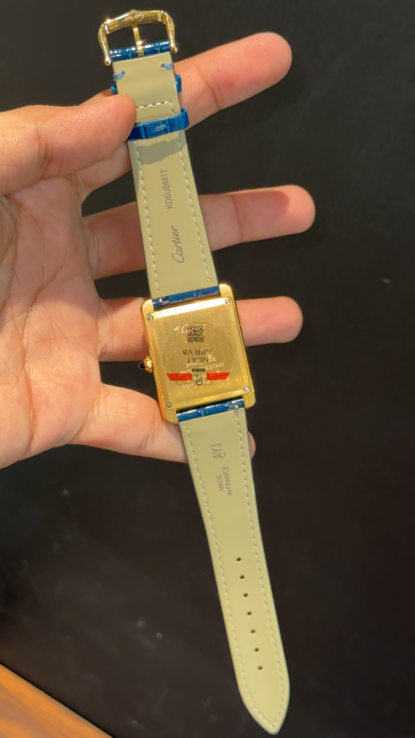 Cartier Tank | Gold | Blue Leather Strap | Blue Crafted Dial