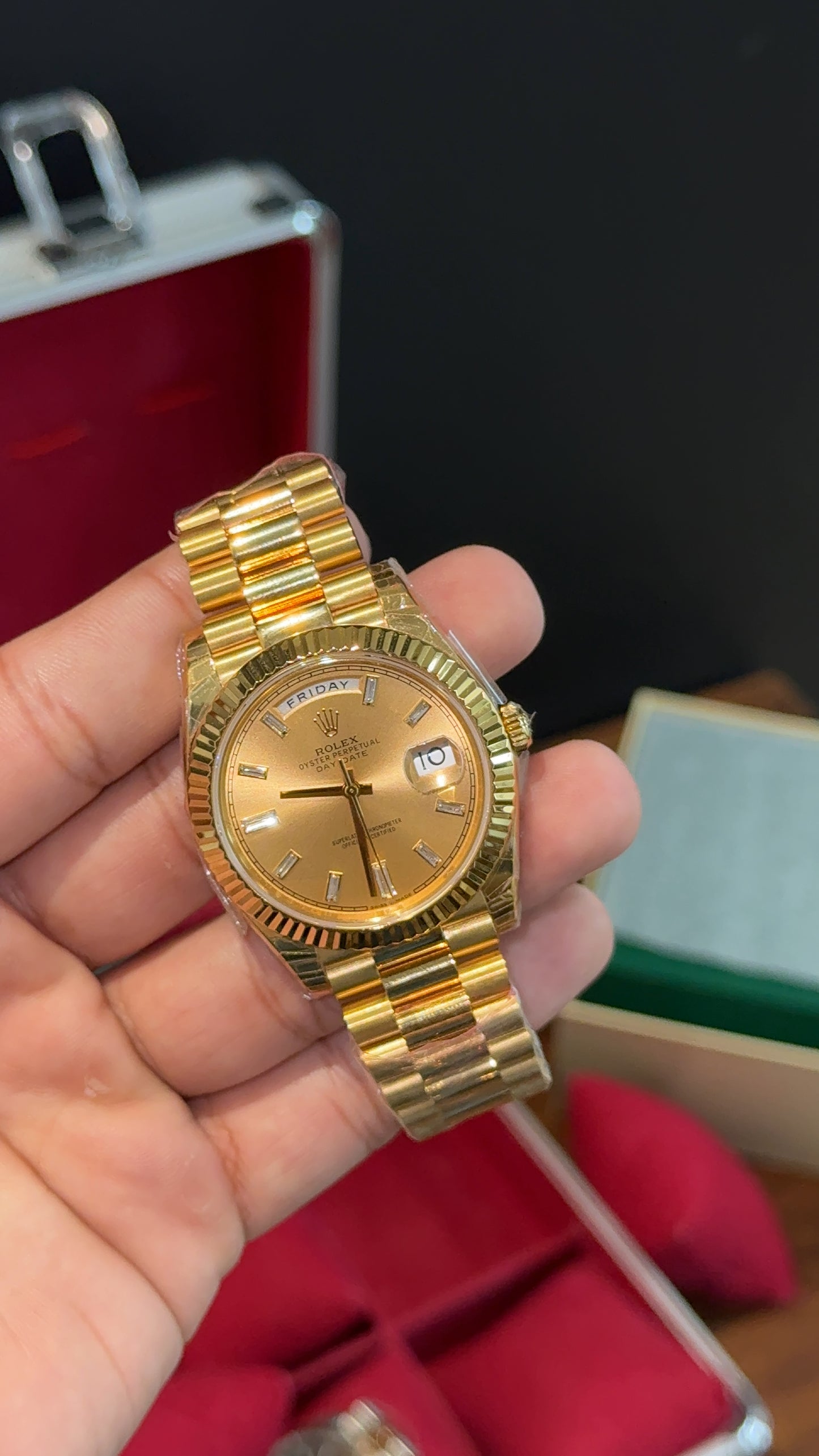 Premium Daydate | Gold Chain | Gold Dial
