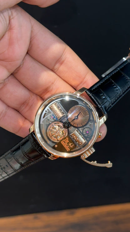 Executive Jacob And Co | Rose Case | The GodFather Edition | Black Leather Strap | Black Dial