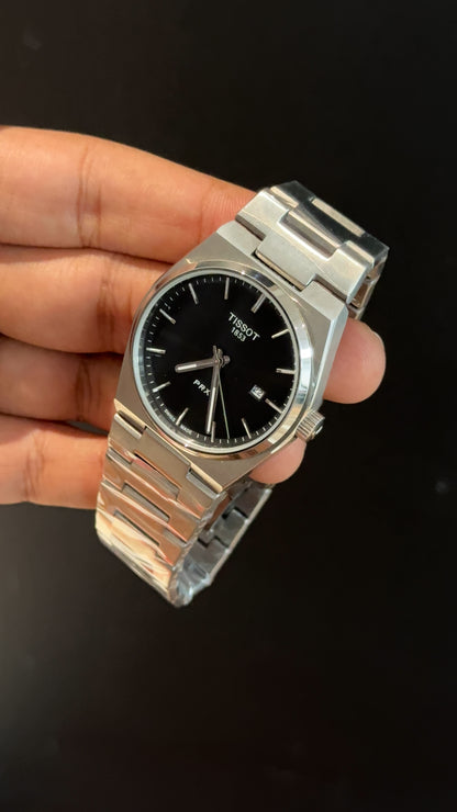 Tissot Prx | Quartz | Silver Chain | Black Plain Dial