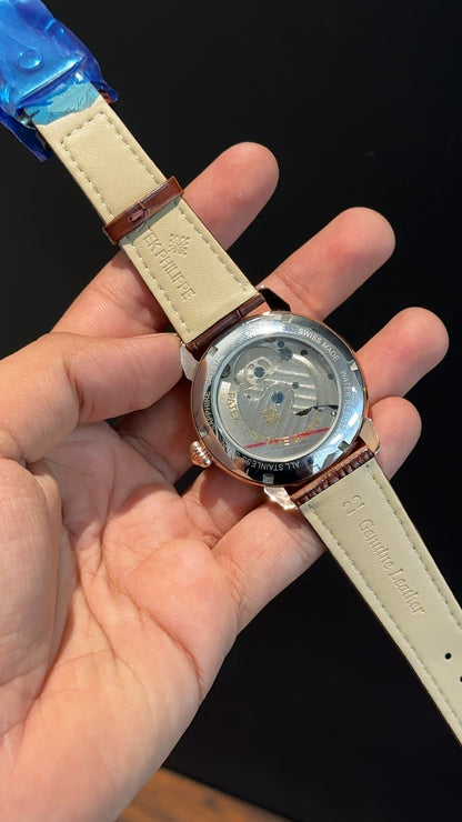 PP Auto | Rose | Pendulum | Brown Leather Strap | White Dial