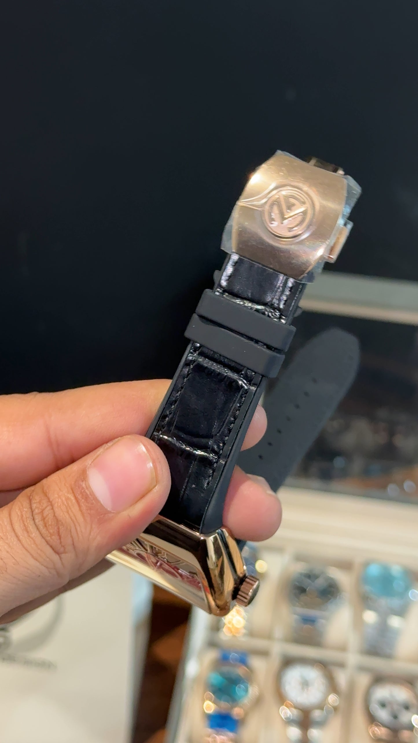 Premium Franck Muller | Vanguard Edition | Rose Case | Black Strap | All Black Dial