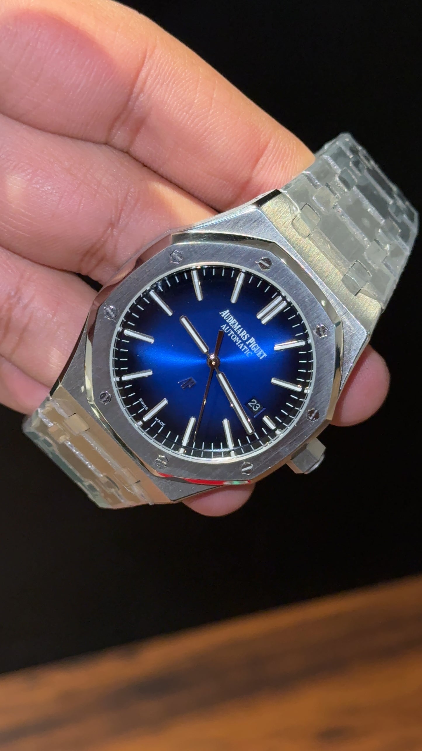 AP Auto | Silver Chain  | Gradient Blue Dial