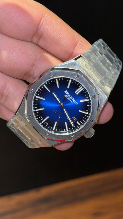 AP Auto | Silver Chain  | Gradient Blue Dial