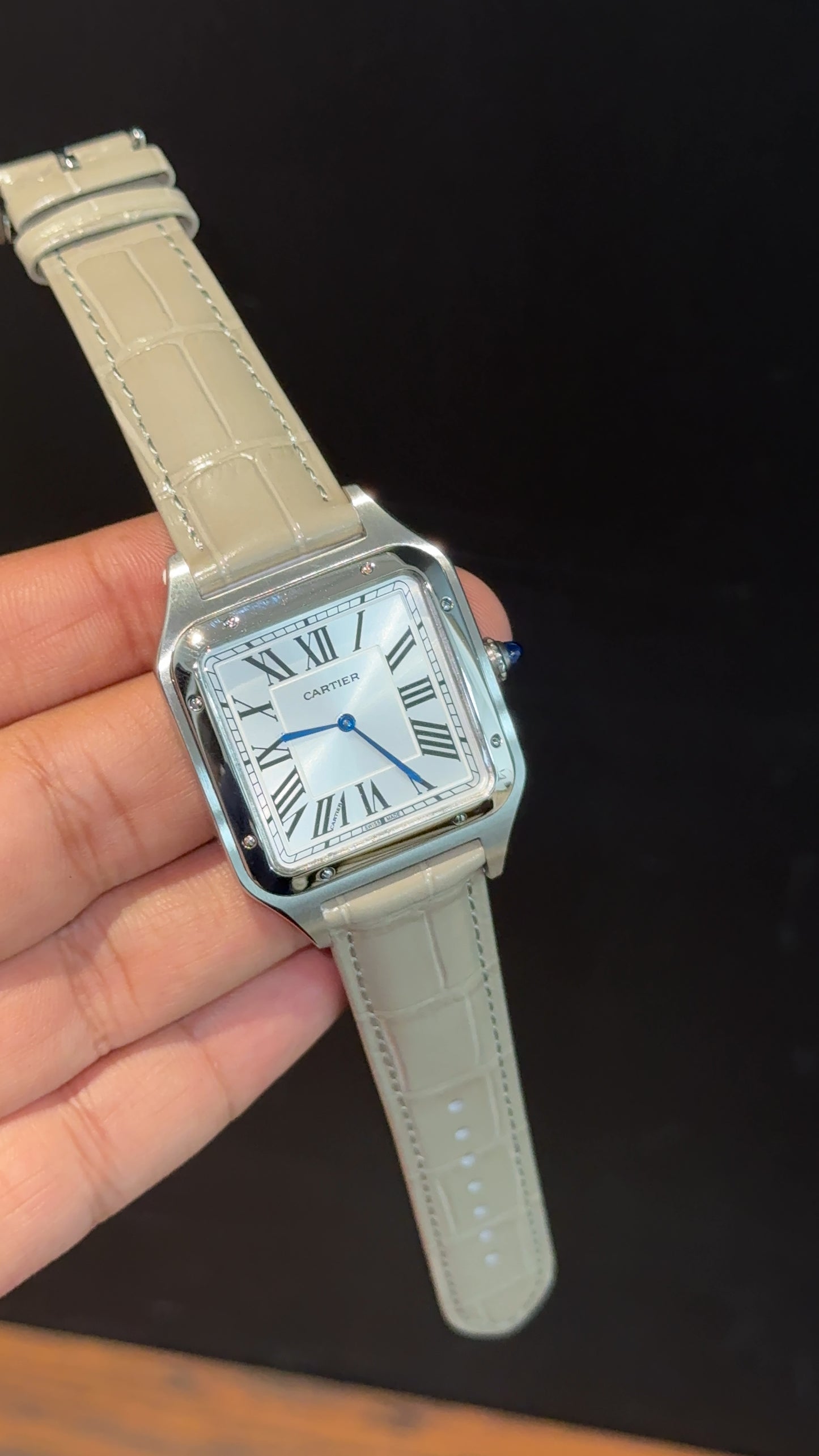 Cartier Dumont Lacquer | Silver Case | Cream Leather Strap | White Dial - twentyfour