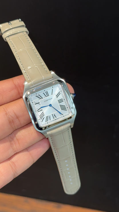 Cartier Dumont Lacquer | Silver Case | Cream Leather Strap | White Dial - twentyfour