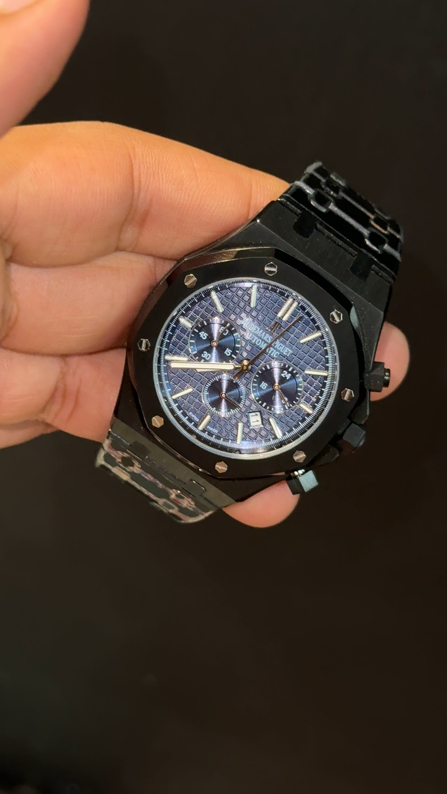 AP | Black Chain | Blue Chrono Dial