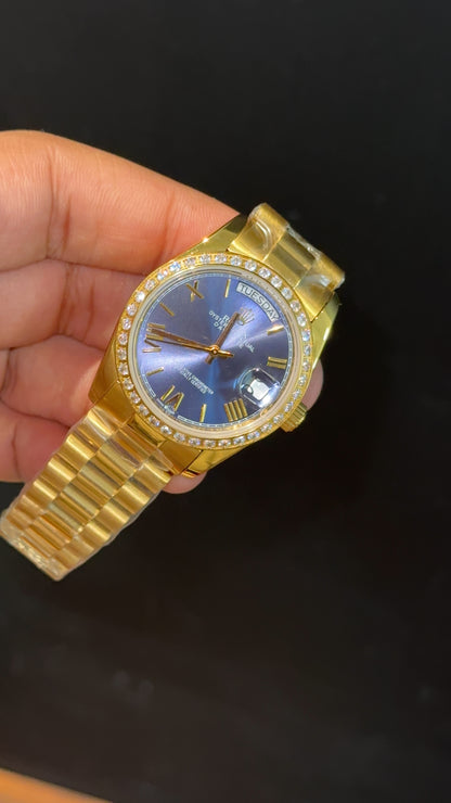 Daydate | 36mm | Gold Chain | Diamond Case | Purplish Index Dial - twentyfour