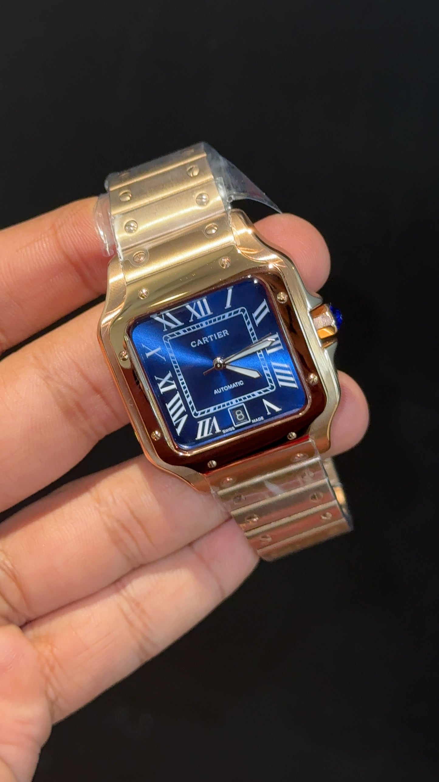 Santos | Rose Chain | Blue Dial