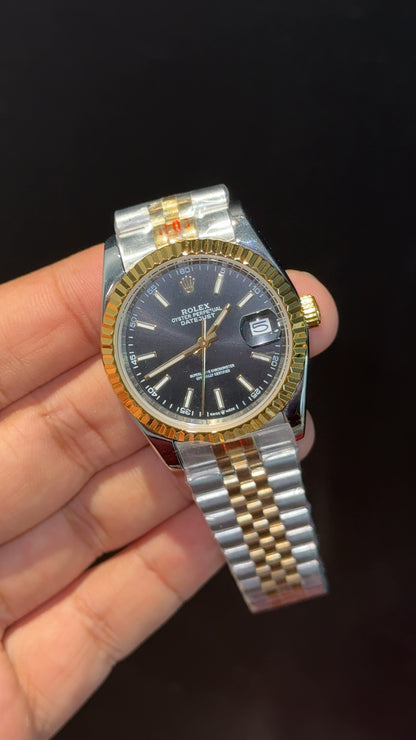 Datejusy | 36mm | Gold Two Tone  | Black Dial