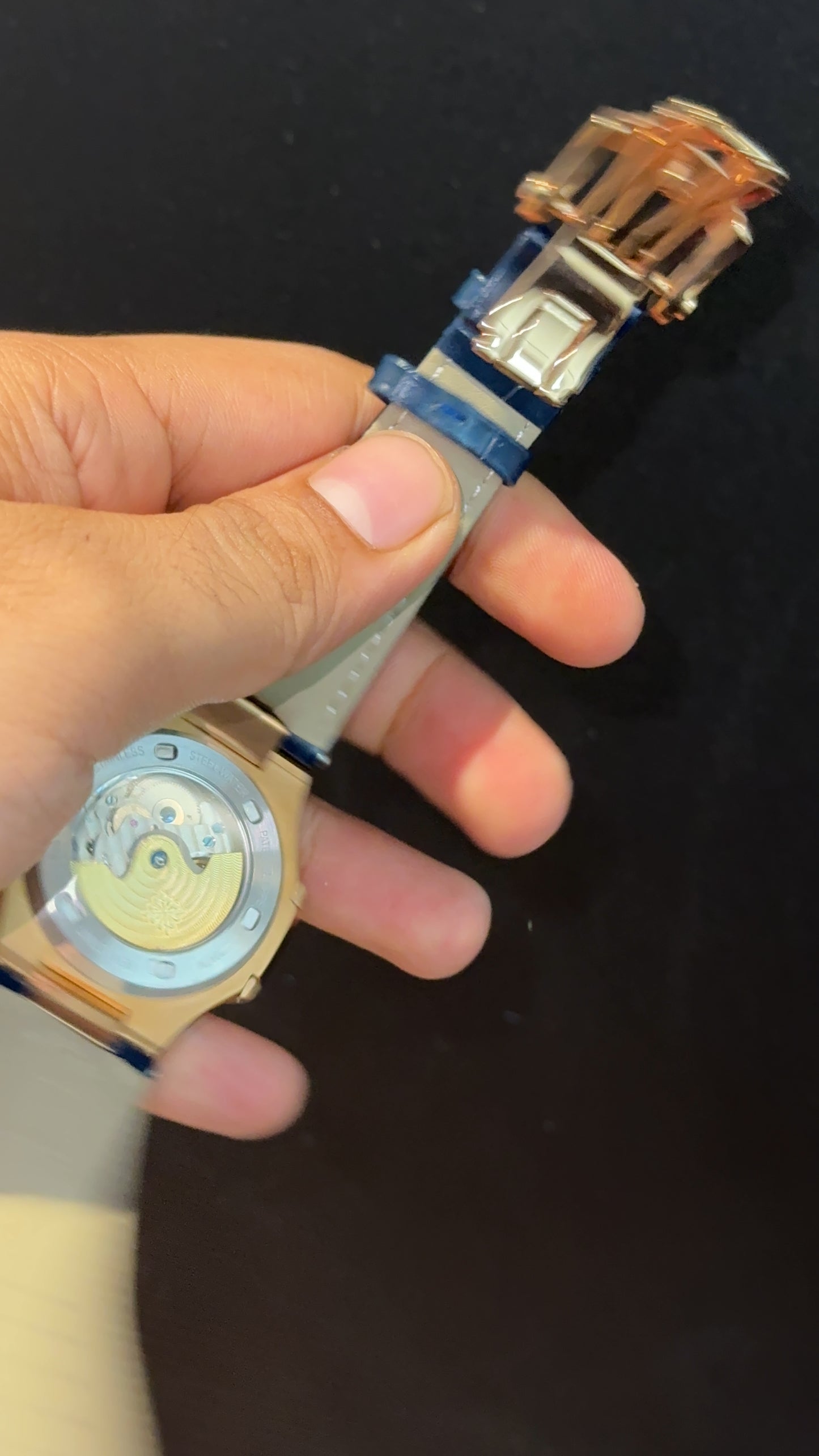 Pp Auto | Moonphase | Yearly Edition | Rose Case | Blue Leather Strap | Blue Dial