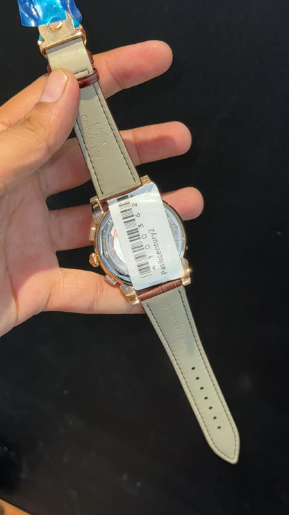 Patek Century | Auto | Rose Diamond Case | Pendulum | Gradient Grey Dial | Brown Leather Strap - twentyfour