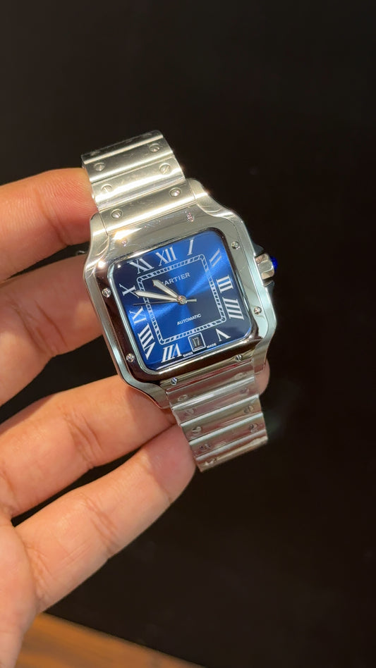 Santos | Silver Chain | Blueish Dial - twentyfour