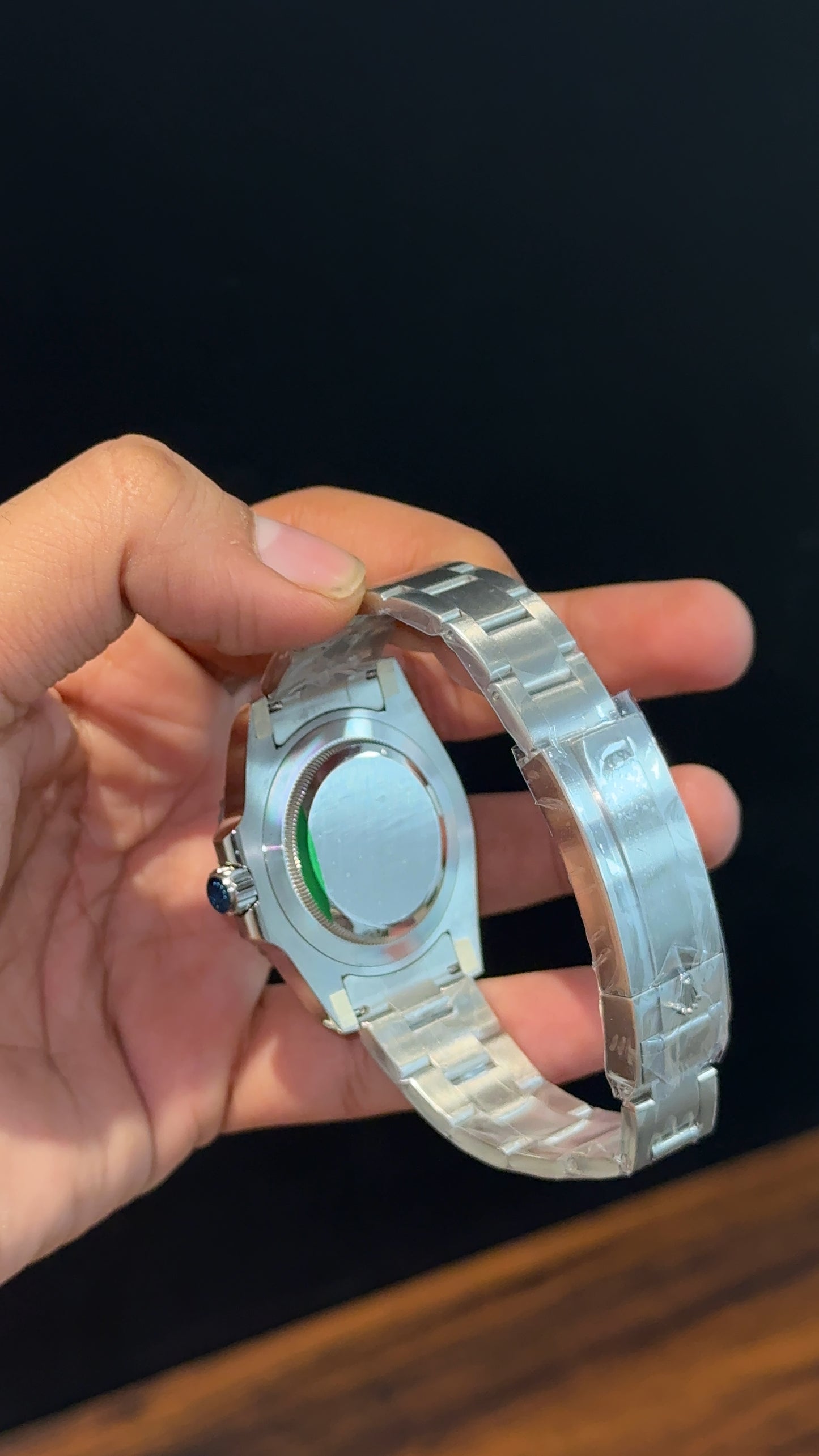 Premium Submariner | Silver Chain | Green Bezel | Black Dial
