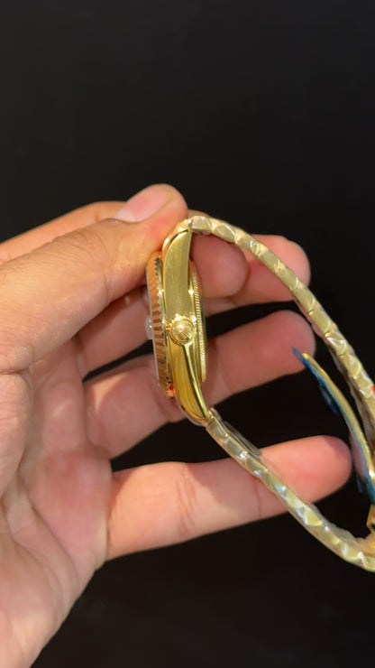 Daydate | 36mm | Gold Chain | Diamond Digit | Gradient Green Dial - twentyfour