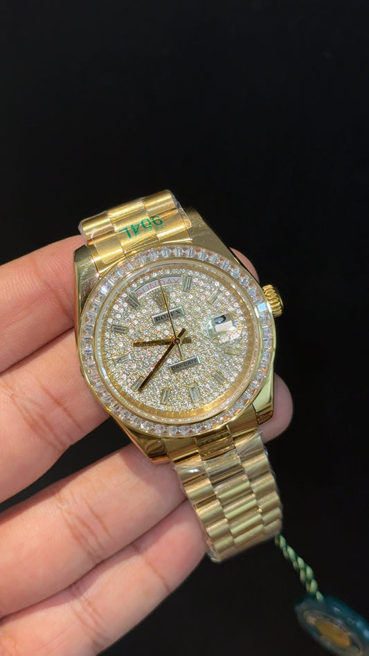 DayDate | Mother Of Pearl | Gold Chain | White Diamond Dial