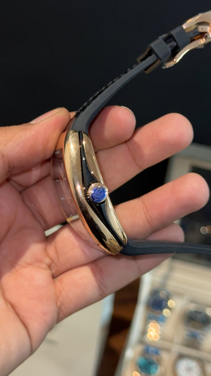 Premium Franck Muller | Vanguard Edition | Rose Case | Black Strap | Black Dial