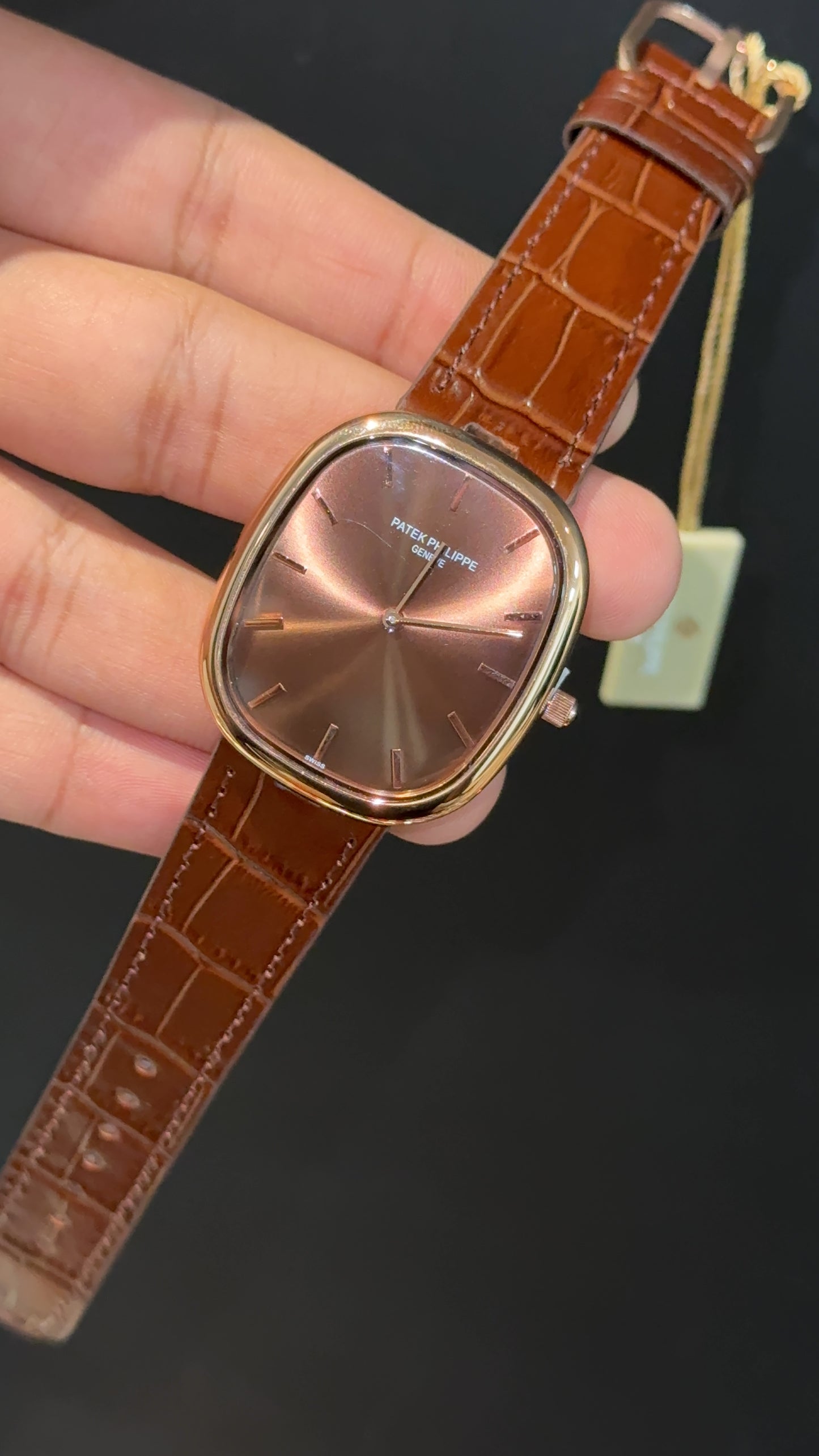 Pp Ellipse | Rose Case | Brown Leather Strap | Brown Ebony Dial