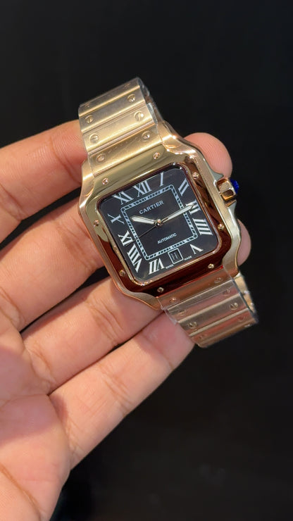Santos | Rose Chain | Black Dial