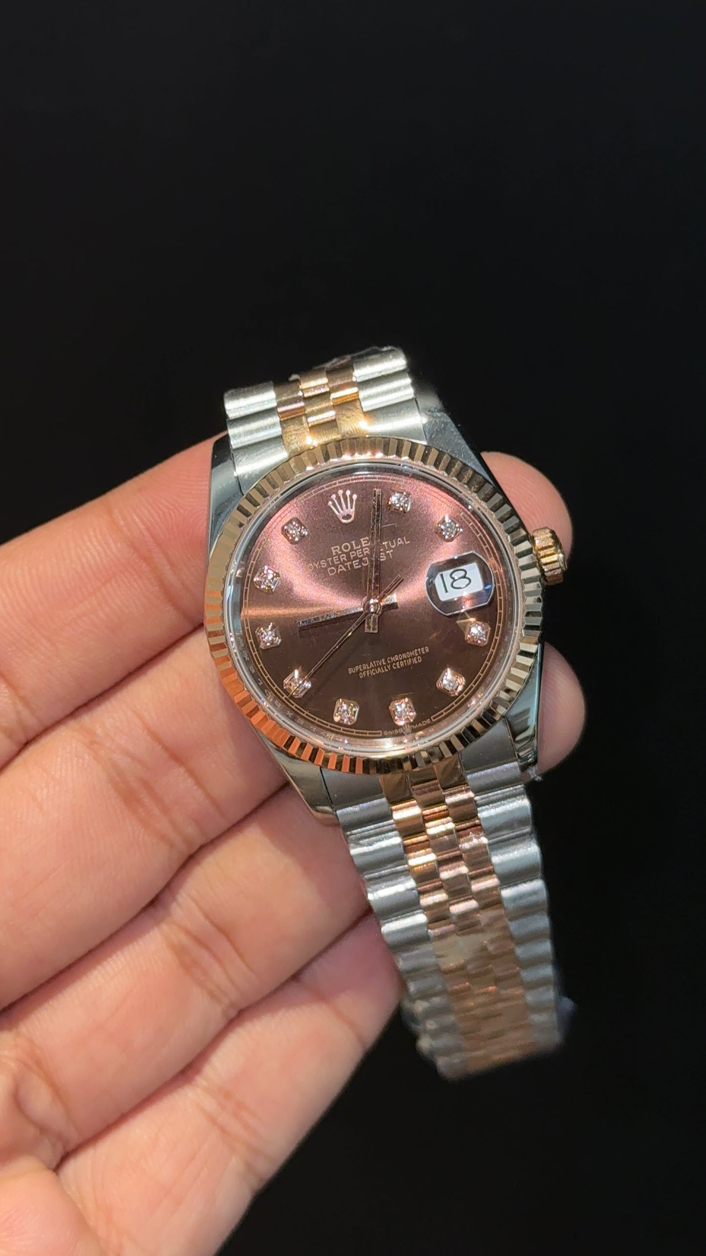 Premium Datejust | 36mm | Rose Two Tone | Choco Diamond Dial