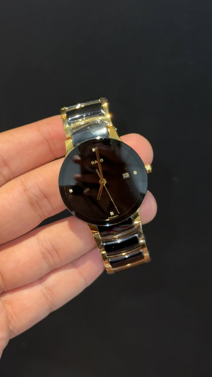 Rado Centrix | Gold Black Two Tone | Black Dial