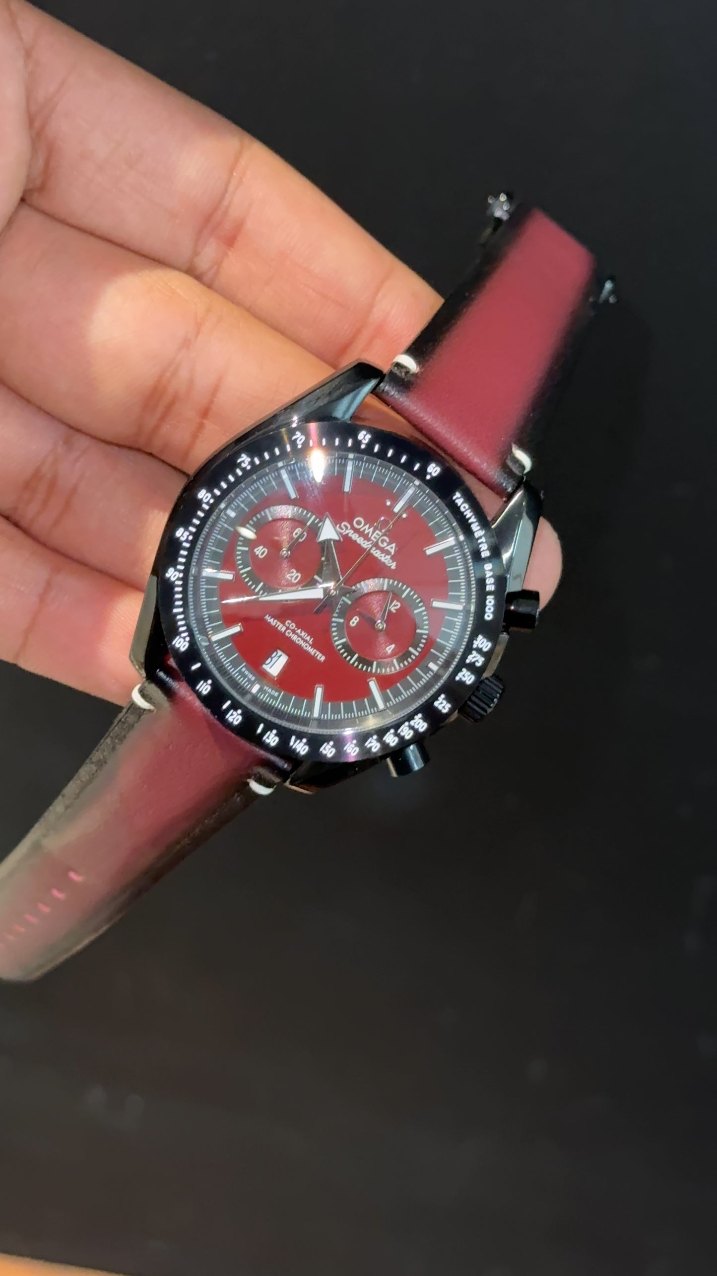 Omega Speedmaster | Black Bezel | Chrono | Mehron Black Strap | Mehron Dial - twentyfour