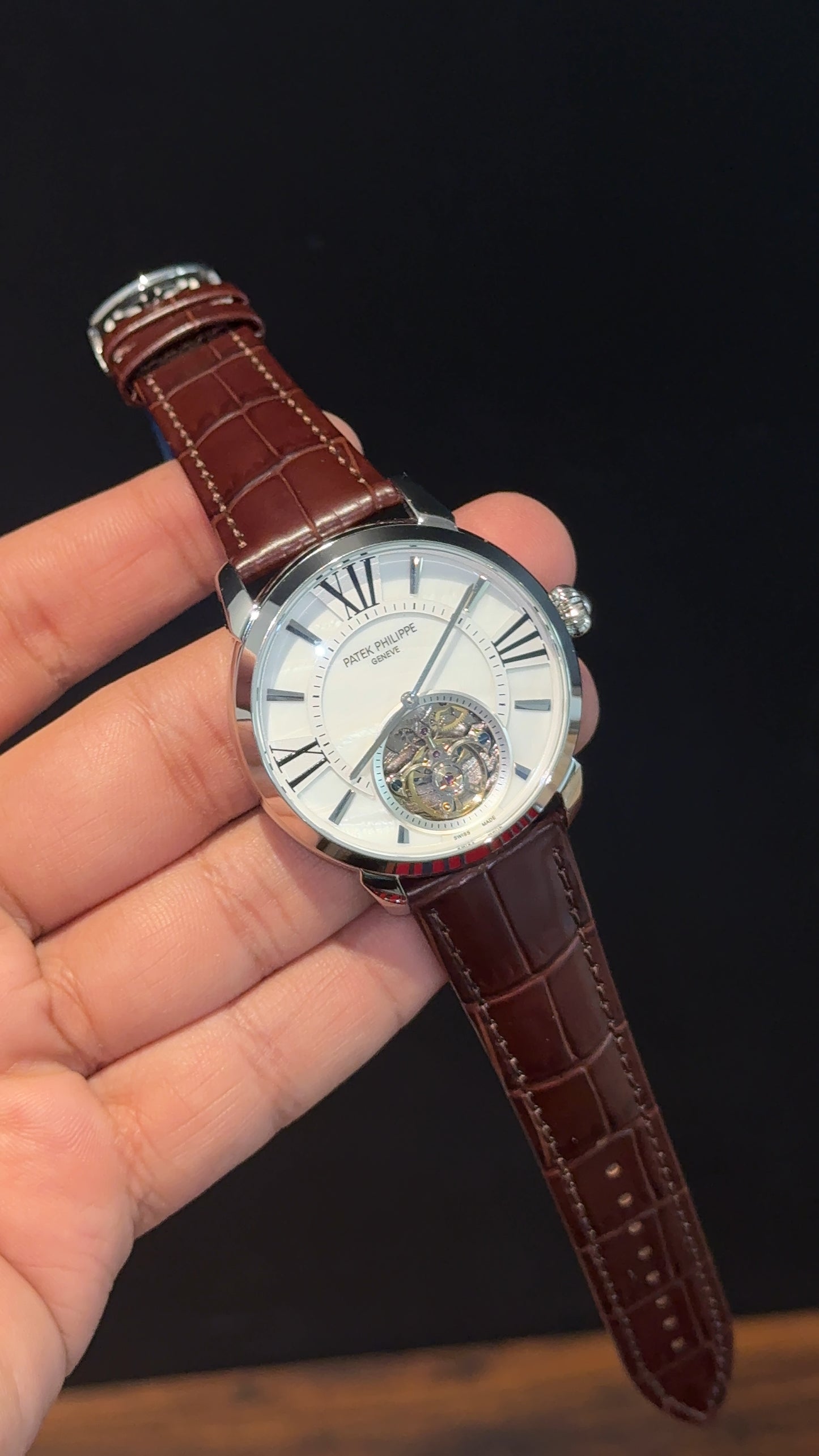 Pp Auto | Pendulum | Silver | Brown Strap | White Index Dial