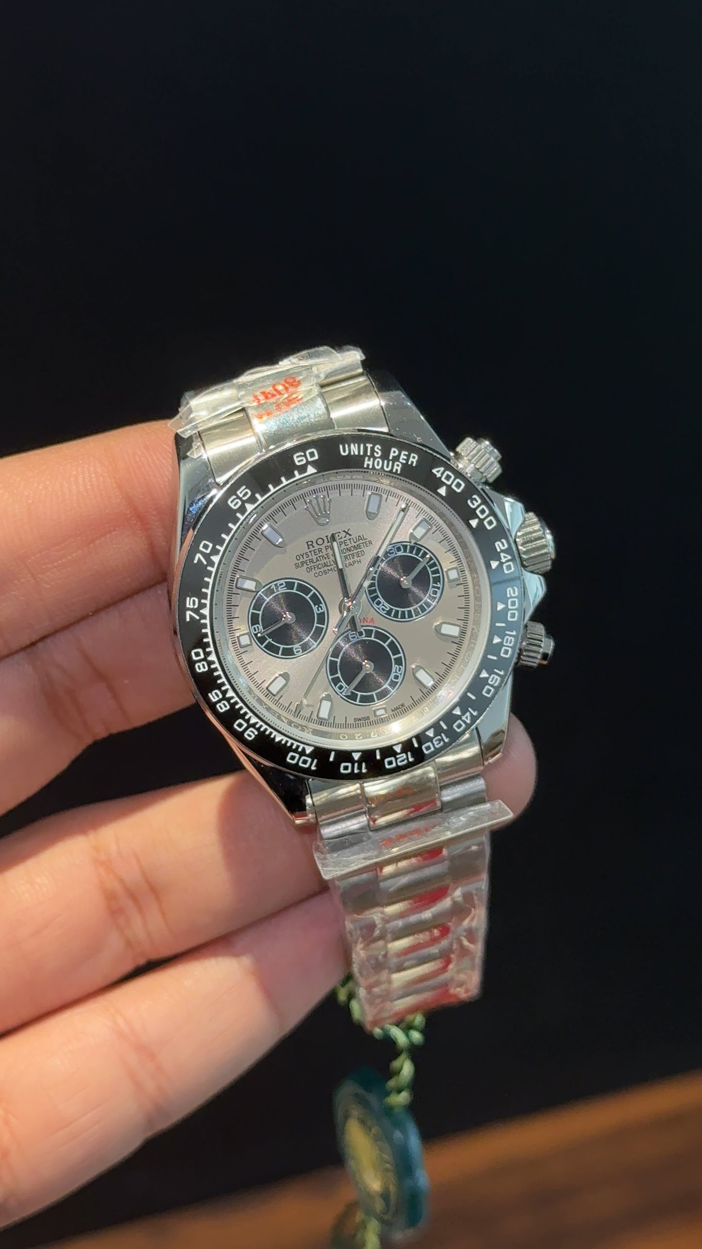 Daytona | Silver Chain | Black Chrono | Grey Dial