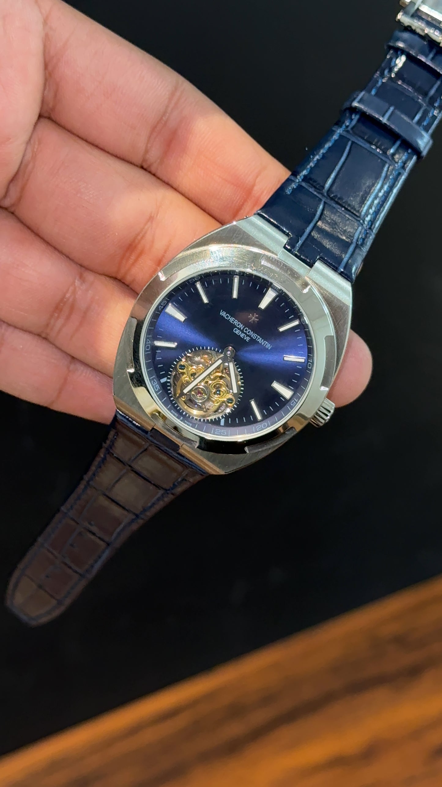 Vacheron Constantin | Silver  | Blue Leather Strap | Tourbillon | Shaddy Blue Dial