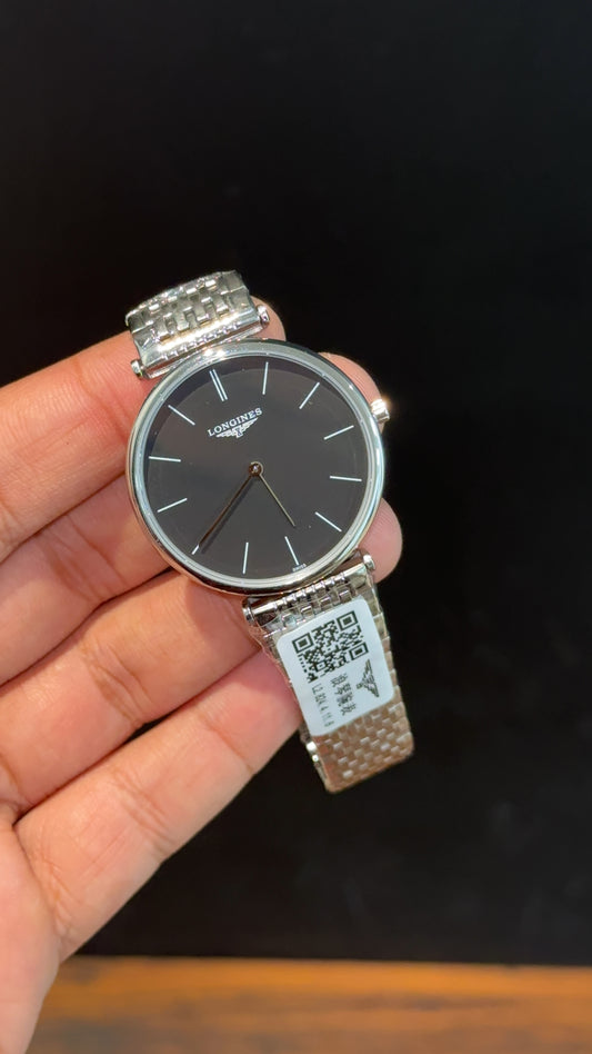 Longines | Silver Chain | Black Plain Dial - twentyfour