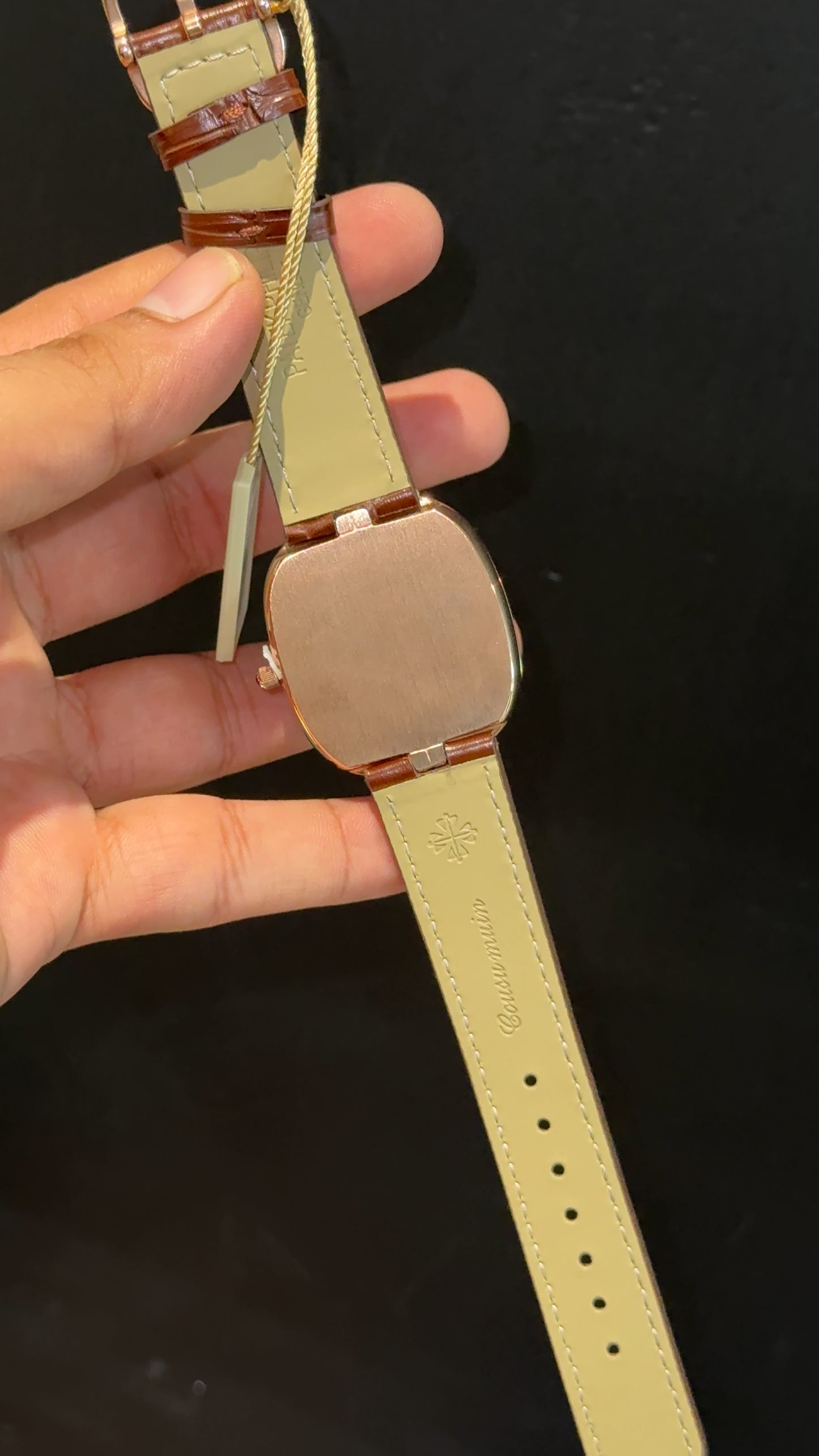 Pp Ellipse | Rose Case | Brown Leather Strap | White Ebony Dial