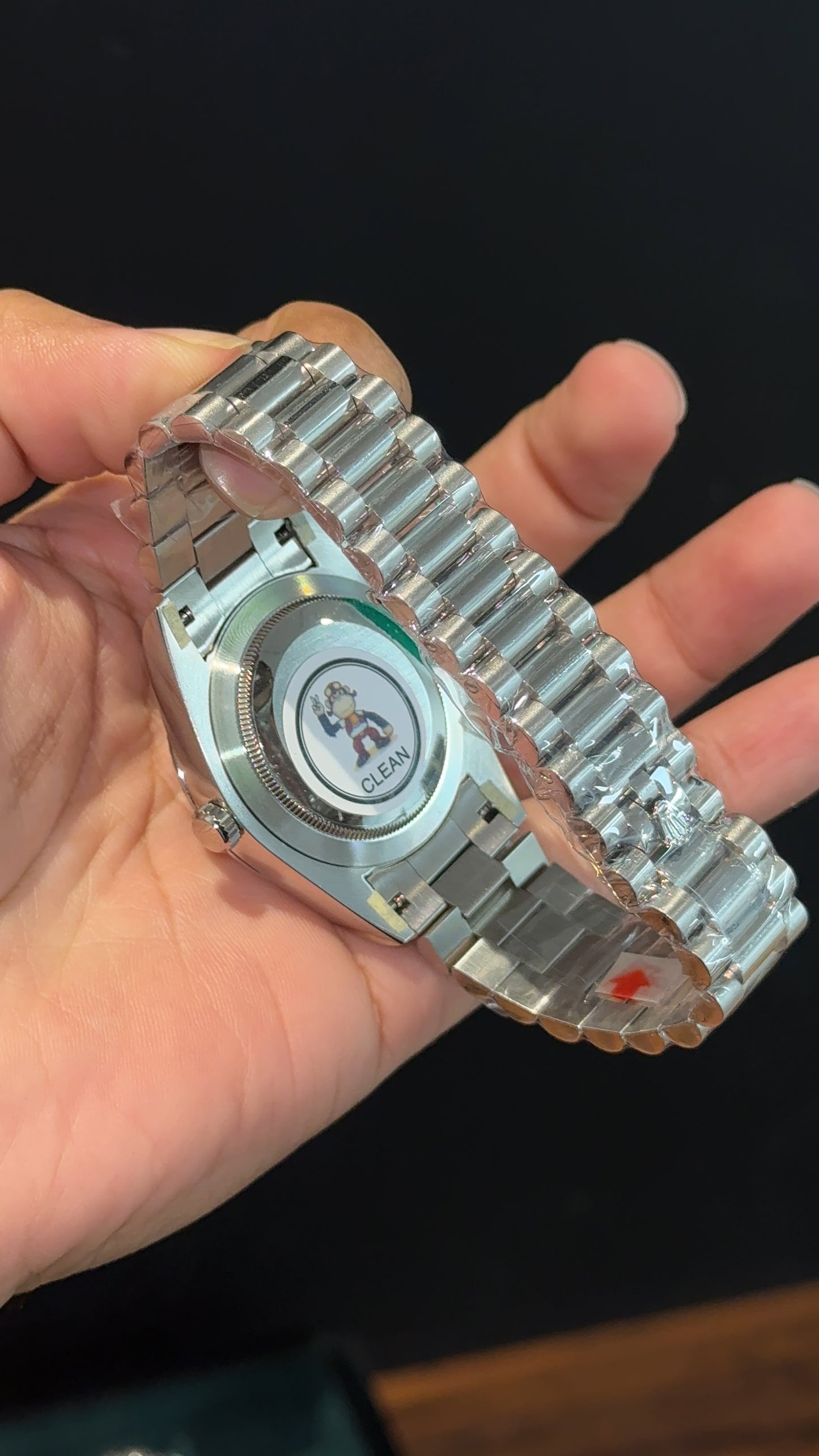 Premium DayDate | Silver Chain | Pearl Digits | Black Dial